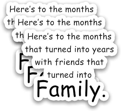 (3Pcs) Family Stickers - Friends That Turned into Family - Meaningful Friendship Gift for Best Friends, Waterproof Vinyl Decal for Laptop, Water Bottle, Tumbler, Scrapbook, 3" x 2.3"