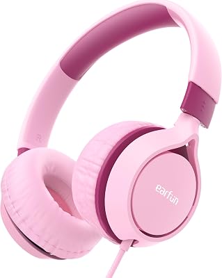 EarFun S1 Kids Headphones, Wired Headphones for Kids, Lightweight, Pink