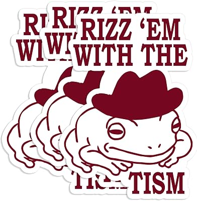 Set 3 Pcs - 'Em with The Tism Sticker Funny Meme Frog Decal Cowboy Frog 2" Water Assistant, Vinyl Waterproof Die-Cut Sticker for Laptop, Water Bottle, Hard Hat, Helmet, Car, Phone (2 inches)
