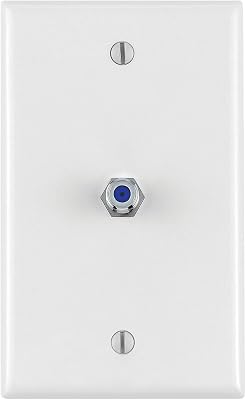 Leviton Midsize Video Wall Jack, F Connector, 40539-MW, White