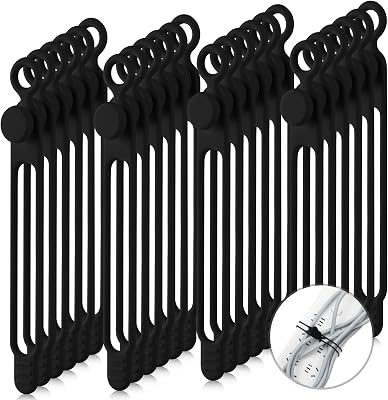 Nuanchu 40 Pcs Silicone Cable Ties, 7.1 Inch, Black