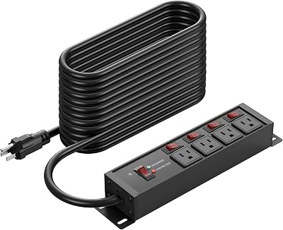CCCEI 12 Gauge Long Extension Cord, Individual Switches, Black, 100FT.