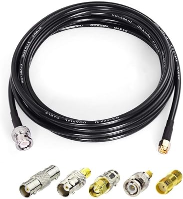 Superbat SMA Male to BNC Male RG58 Cable 10ft + 5pcs RF Coax Adapter Kit