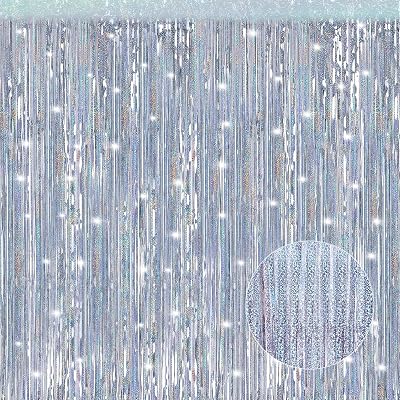 3 Pack 3.3 x 9.9 ft Holographic Silver Tinsel Streamers Party Decorations