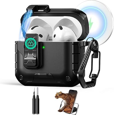 DGege Magnetic Automatic Lock for AirPods 5 & 4 Case with Phone Stand