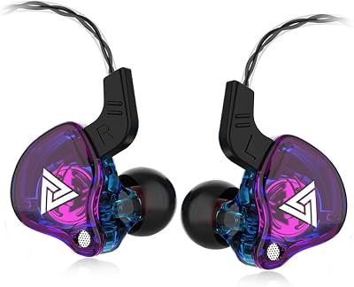 Yeabomy Gaming Earbuds with Mic,Universal 3.5mm HiFi Sport Headphones in Ear Earphone for Running with Microphone Headset Music Earbuds (with mic, Purple)