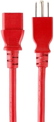 Monoprice 3-Prong Power Cord - 6 Feet - Red, NEMA 5-15P to IEC 60320 C13, 14AWG, 15A/1875W, 125V Works with Most PCs, Monitors, Scanners, & Printers