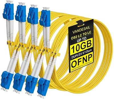 VANDESAIL OS2 LC to LC Fiber Patch Cable,OFNP Singlemode Fiber Optic Cable 1G/10GB SMF Duplex Jumper Patch Cord 9/125µm for SFP+ Transceiver-1m(3.28FT) 4Pack