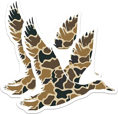 (2 Pack) Duck Camouflage Stickers - Waterfowl Decal - Hunting Gear Decoration - 5" On Longest Side - Sticks to Smooth Flat Surfaces - Made in USA - BMCS6042