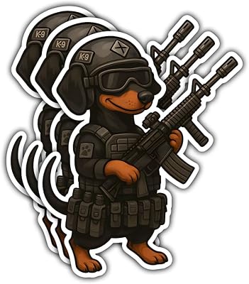 (3pcs-3in) Tactical Dachshund Sticker Stickers Funny Military Dog Quote Art