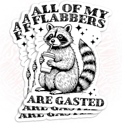 (3Pcs-3") All of My Flabbers are Gasted Raccoon Stickers Nurse Nursing Medical Stickers Dark Humor 3" Waterproof Die-Cut Vinyl Sticker for Laptop, Water Bottle Sticker Funny Gifts for Her Him 3 Inches
