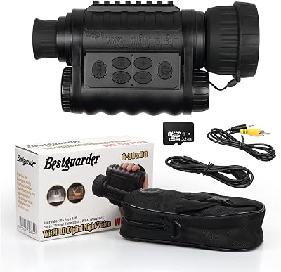 Bestguarder 6x50mm HD Digital Night Vision Monocular with 1.5 inch TFT LCD and Camera & Camcorder Function Takes 5mp Photo & 720p Video from 350m Distance for Night Watching or Observation