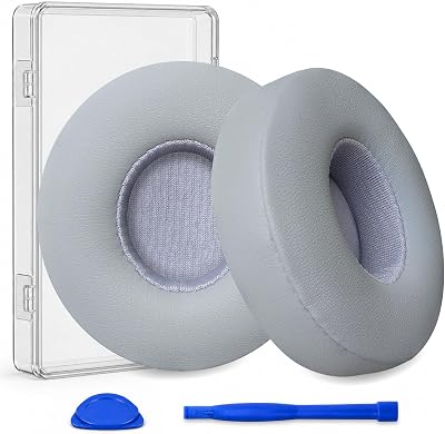 Replacement Ear Pads for Beats Solo 2 & Solo 3 Wired & Wireless Headphones, Ear Cushions, Ear Cups Cover Repair Parts (Silver)