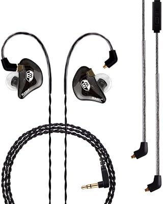 BASN Bsinger Pro in Ear Monitor,Dual Drivers MMCX IEM Earphone(Clear Black)