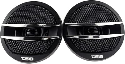 DS18 TX1S Tweeter X1 1.38-inch 200 Watts Max Pei Dome Ferrite Tweeters with Mounting Kit Angle, Flush, & Surface - Set of 2 (Black/Silver)