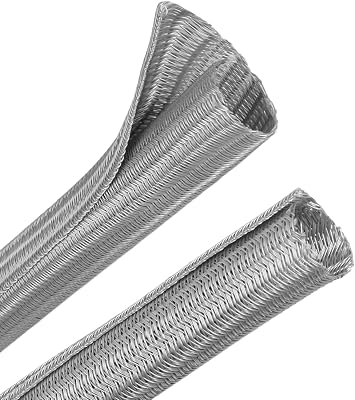 YOUBO 10ft PET Braided Cable Sleeve 3/4 inch(19mm) Wire Protector Cable wrap Wire Covers for Cords Cable Sleeves Cord Management Cable Management Sleeve(Grey)