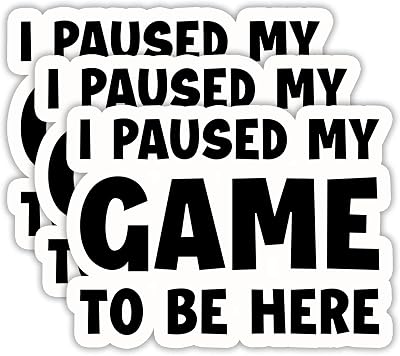 (3PCS) I Paused My Game to Be Here Sticker, Funny Gamer Stickers - Gaming Vinyl Decals for Laptop, Tumbler, Water Bottle, Scrapbook Size 3" x 2.2 "