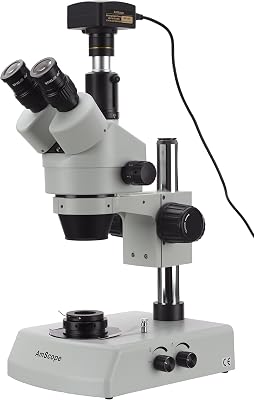 AmScope SM-2T-DK-10M3 45X Gem Stereo Microscope with Dual Halogen Lights