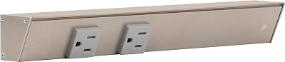 Task Lighting APT Angled Power Strip 12 inch Right, 2 Receptacles, Satin Nickel