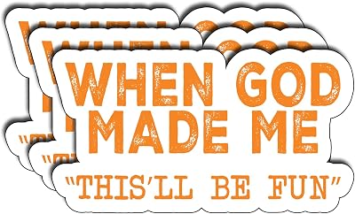 (3Pcs) When God Made Me This Will Be Fun Funny Christian Quote Vinyl Sticker Waterproof Durable for Laptop Water Bottle Car Notebook Journal Humor Faith Words Gifts Size 1.8" x 3"