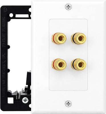 DIYTECH 5 Speaker Wall Plate, Home Theater Wall Plate, Gold Plated Binding Posts, for Home Theater Setup
