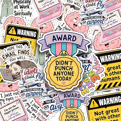 10 PCS Funny Sarcastic Work Stickers Pack for Adults, Puns Work Meme Stickers Office Pranks Decals for Laptops Hard Hats Water Bottles Scrapbooks Office Gifts for Coworkers