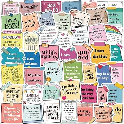 50PCS Inspirational Quote Notes Stickers,Affirmation Aesthetic Stickers,Vinyl Waterproof Motivational Stickers for Water Bottles Laptop,Women Girl Student Teacher Stickers Decals