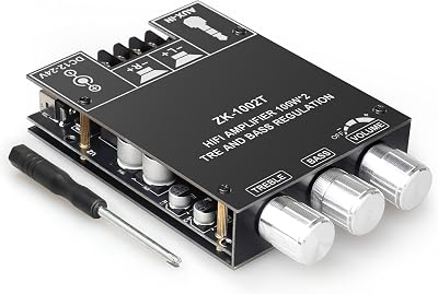 ZK-1002T Bluetooth 5.1 Amplifier Board, 100W+100W 2.0 CH Stereo Audio Amp Module with TPA3116D2 Chip, Treble & Bass Control, DIY Speakers Power Amp for Home Theater Speakers