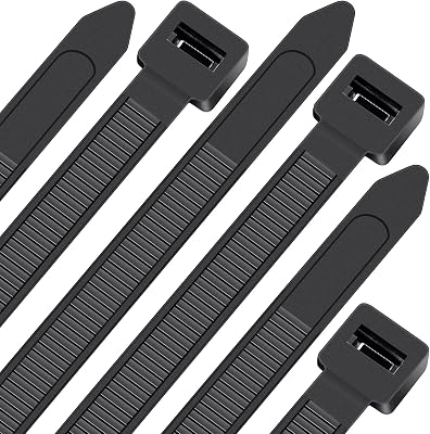 500 Packs Assorted Self-Locking 4+6+8+10+12-Inch Cable Zip Ties with 50 Pcs Cable Mounts, Heavy Duty Nylon Cable Ties for Home, Office, Garage, and Workshop, Black & White