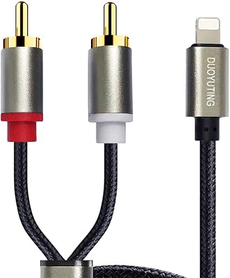 DUOYUTING RCA Audio Cable, iOS Phone to 2 Male RCA Stereo Audio Y-Adapter for iPhone/Sound Box/Amplifier/Home Theater etc. (3.4ft)