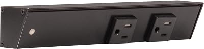 Task Lighting APT Angled Power Strip 9 inch Left, 2 Receptacles, Black