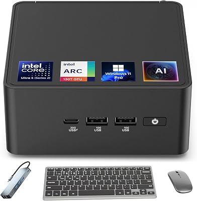 ASUS NUC 15 Pro AI Mini PC, Intel Series 2 Ultra 5 225H (14C/14T, up to 4.9GHz), 32GB DDR5 RAM, 1TB PCIe SSD, Win 11 Pro, Intel Arc 130T, Thunderbolt 4, WiFi 7, with Wireless KB & MSE, Docking Station