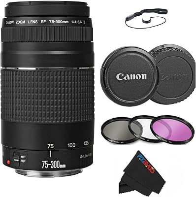Canon EF 75-300mm f/4-5.6 III Telephoto Zoom Lens for Canon SLR Cameras (Renewed) (Lens w/PIXIBYTES Basic Accessories Bundle)