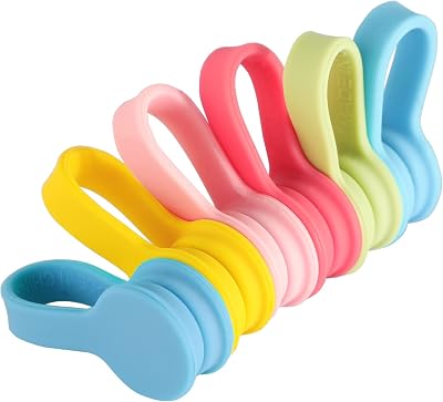 Viaky Magnetic Cable Ties 6-Pack,Silicone Magnetic Cord Ties,Macaron Color