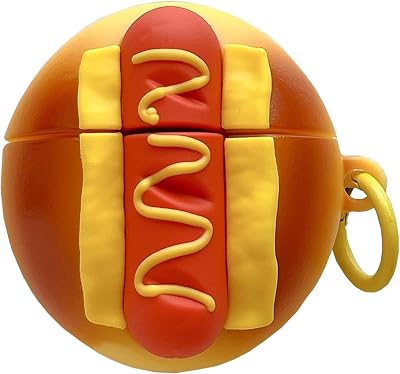 Yatchen Hot Dog Bun Case Compatible with AirPods 3rd Generation,Cute 3D Cartoon Kawaii Soft Silicone Protector with Keychain Girls Women Shockproof Charging Cover for AirPods 3