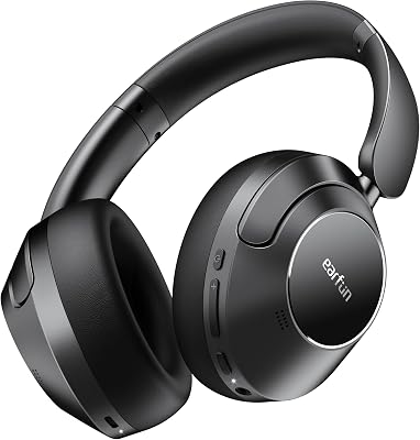 EarFun Wave Pro Active Noise Canceling Headphones, Wireless Over Ear Bluetooth Headphones, LDAC Hi-Res Sound, 5 Mics AI Clear Call, 80H Playtime, Multipoint Connection, Comfort Fit, Custom EQ via App