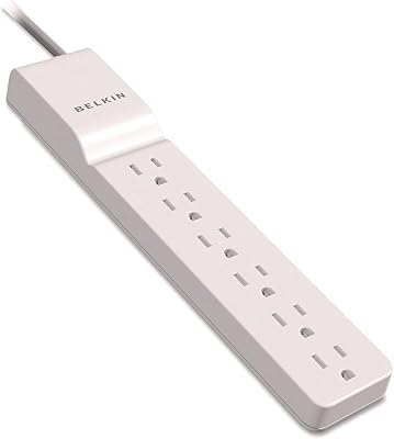 Belkin 6-Outlet Surge Protector Power Strip, 720J, 4ft Cord, Straight Plug (Pack of 6)