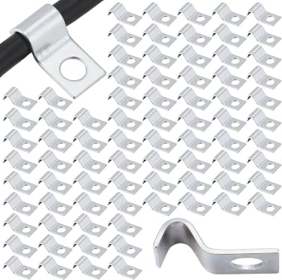 Yaocom 100 Pcs 1/4 Inch Silver Cable Clamps Wire Clips for Outdoors
