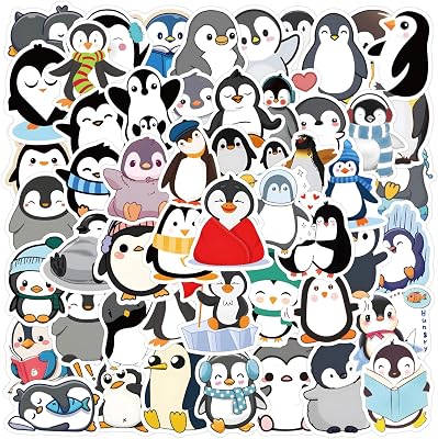 Cute Penguin Sticker Cartoon Animal Decal for Kids Teens Water Bottle 60PCS