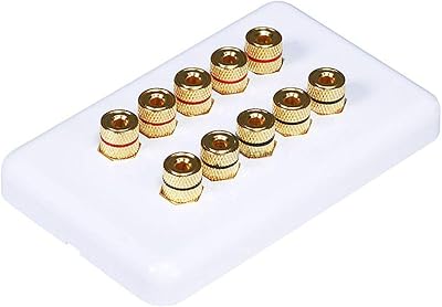 Monoprice 103643 Banana Binding Post Wall Plate for 5 Speaker, White