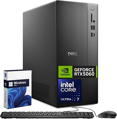 Dell Tower Desktop Computer NVIDIA RTX 5060, 64 GB RAM 4 TB Intel Ultra 7 265F (20-Cores, Up to 5.3 GHz), DDR5, 5600MT/s Memory, Supports 4K Multiple Monitors, Bluetooth 5.4, Wi-Fi 6, Windows 11 Pro
