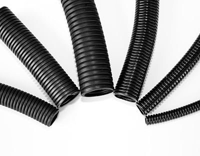 1/2" Wire Loom Non-Slit Polyethylene Corrugated Flexible Innerduct Conduit - 100 Feet - Black