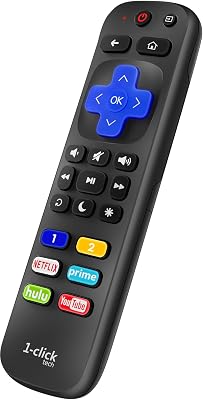 1-clicktech Remote for Roku TV and Roku Box [2-in-1 w/TV Power+Volume] Compatible for Roku Express/+, Roku Ultra, Premiere, Streambar, 4/3/2/1 [Not for Roku Stick]