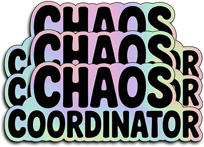 (3Pcs) Funny Coffee Sticker Chaos Coordinator Decal for Water Bottle Laptop Tumbler Caffeine Vinyl Stickers for Nurses Teachers Moms Coworkers Office Staff Waterproof Decor 3x1.4 Inch