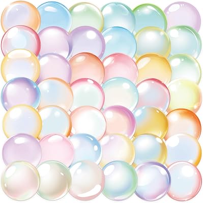 50PCS Transparent Watercolour Bubble Stickers,self-Adhesive Waterproof PET Aesthetic Decals for Scrapbook Journaling Phone Nature Colorful Bubble Water Bottle Guit Teens and Adults(Bubbles)