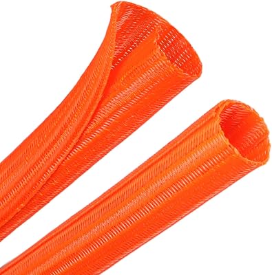 YOUBO 10ft PET Braided Cable Sleeve 3/4 inch(19mm) Wire Protector Cable wrap Wire Covers for Cords Cable Sleeves Cord Management Cable Management Sleeve(Orange)