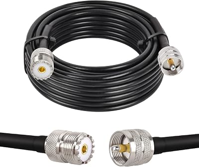 MOOKEERF 18FT RG58 PL-259 UHF Male to Female Low Loss Coax Cable for CB Radio, HAM Radio, Marine VHF, SWR Meter, Surge Protector, Walkie Talkies
