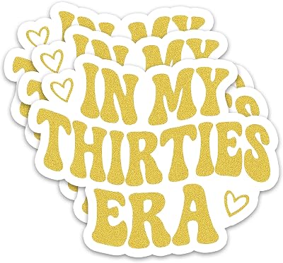 (3PCS) in My Thirties Era Sticker, 30th Birthday Stickers, Happy 30th Birthday Party Decoration, 30s Decal, Waterproof Vinyl Decal for Water Bottle Journaling Scrapbook Laptop, 3" x 2"