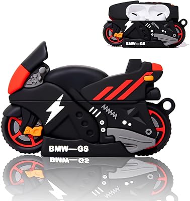 Yatchen Unique Case for AirPods 4 Case,Cute 3D Cartoon 3D Cartoon Motociclo AirPods 4rd Generation Cover Kawaii Cool Soft Silicone Protector with Keychain Shockproof Charging Case for AirPods 4