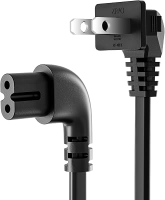 Superer 6Ft Figure 8 Power Cord 90 Degree Angled L-Shaped Universal 2 Prong (C7) – ETL AC Certified Cable Fit for TV, Laptop, Game Console, Printer & More – Safe & Compatible with Most Electronics